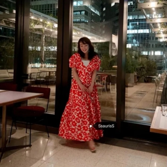 ZARA * Floral Printed Poplin Maxi Dress Red size xs - Picture 11 of 16